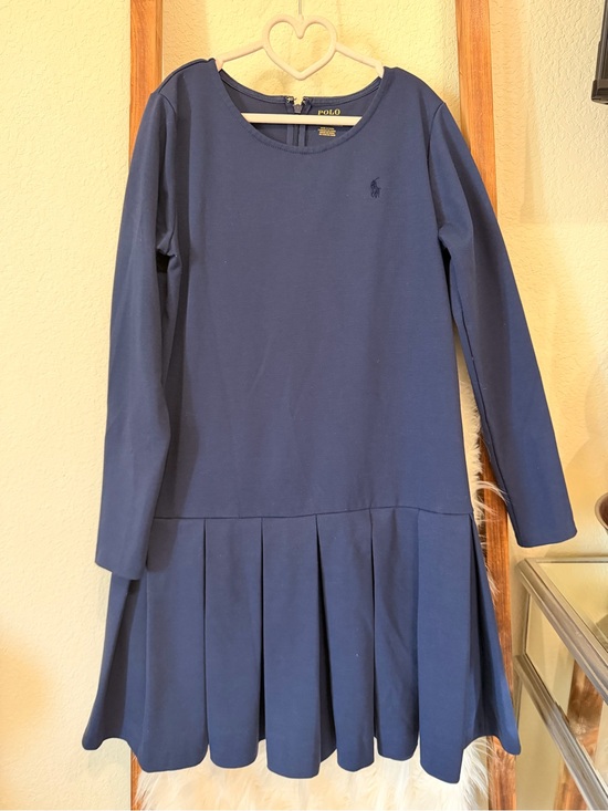 Polo Ralph Lauren Other - Polo by Ralph Lauren Navy Long-Sleeve Pleated Hem Dress